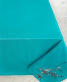 Make any meal sing with Chirp. Like the beloved Lenox dinnerware, the beautifully embroidered tablecloth features whimsical birds and florals to keep casual tables fresh. Make any meal sing with Chirp. Like the beloved Lenox dinnerware, the beautifully embroidered tablecloth features whimsical birds and florals to keep casual tables fresh.