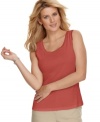 JM Collection's lace-trimmed tank makes a lovely layering piece -- perfect for transitioning between seasons, too.