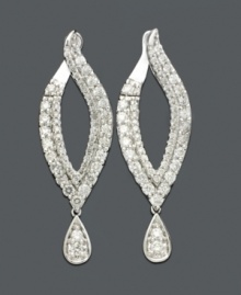 Marvel at these marquise-cut earrings each time you put them on. Earrings feature a twist drop design with round-cut diamond (1-1/2 ct. t.w.). Set in 14k white gold. Approximate drop: 1-1/2 inches. Marvel at these marquise-cut earrings each time you put them on. Earrings feature a twist drop design with round-cut diamond (1-1/2 ct. t.w.). Set in 14k white gold. Approximate drop: 1-1/2 inches.