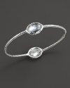 From the Silver collection, two clear quartz stations on a hammered bangle in sterling silver. Designed by Ippolita.