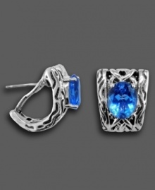 Gleaming earring woven with intrigue, by Effy Collection. Featuring oval-cut blue topaz (4-3/4 ct. t.w.) set in sterling silver. Approximate drop: 3/4 inch. Gleaming earring woven with intrigue, by Effy Collection. Featuring oval-cut blue topaz (4-3/4 ct. t.w.) set in sterling silver. Approximate drop: 3/4 inch.