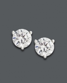 Simply breathtaking -- sparkling studs that go from day to evening effortlessly. Earrings feature round-cut, certified, near colorless diamonds (1-1/4 ct. t.w.) in a polished, 18k white gold setting. Approximate diameter: 1/5 inch. Simply breathtaking -- sparkling studs that go from day to evening effortlessly. Earrings feature round-cut, certified, near colorless diamonds (1-1/4 ct. t.w.) in a polished, 18k white gold setting. Approximate diameter: 1/5 inch.