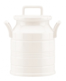 From farm to table, this Milk Can canister acts as both storage and decoration for country-style kitchens. Subtle detailing echoes the ringed Tin Can Alley dinnerware motif in creamy white porcelain. Qualifies for Rebate From farm to table, this Milk Can canister acts as both storage and decoration for country-style kitchens. Subtle detailing echoes the ringed Tin Can Alley dinnerware motif in creamy white porcelain. Qualifies for Rebate