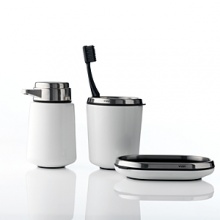 The Vipp soap dispenser features specially designed pump for easy use, and rubber base for better grip and protection of surfaces. The Vipp soap dispenser features specially designed pump for easy use, and rubber base for better grip and protection of surfaces.