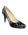 Sequins and velour make an excellent pair. Ellen Tracy's Cody pumps feature a pointed toe and a moderate covered heel.