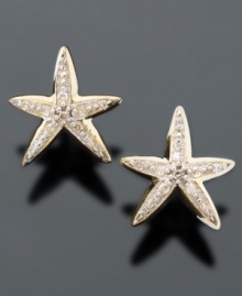 Don some seaside beauty with these diamond-accented starfish earrings in 14k gold. Don some seaside beauty with these diamond-accented starfish earrings in 14k gold.