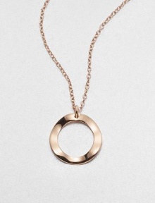 Delightfully simple, a wavy open circle pendant in sterling silver and 18k gold has a warm glowing finish of 18k rose goldplating, as does its delicate chain.18k gold and sterling silver with 18k rose goldplatingChain length, about 16-18 (adjustable)Pendant diameter, about 1Lobster claspImported Delightfully simple, a wavy open circle pendant in sterling silver and 18k gold has a warm glowing finish of 18k rose goldplating, as does its delicate chain.18k gold and sterling silver with 18k rose goldplatingChain length, about 16-18 (adjustable)Pendant diameter, about 1Lobster claspImported