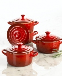 The perfect serving. A scaled down version of Le Creuset's famous casseroles, each beautifully enameled stoneware pot is ideal for preparing and serving individual portions of all your favorite recipes, from French onion soup to chicken pot pie. The perfect serving. A scaled down version of Le Creuset's famous casseroles, each beautifully enameled stoneware pot is ideal for preparing and serving individual portions of all your favorite recipes, from French onion soup to chicken pot pie.
