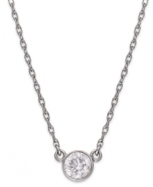 A shining center. This pendant sparkles with round-cut diamonds (1/3 ct. t.w.) providing a lustrous effect. Set in 14k white gold. Approximate drop: 16 inches. Approximate drop: 1/3 inch. A shining center. This pendant sparkles with round-cut diamonds (1/3 ct. t.w.) providing a lustrous effect. Set in 14k white gold. Approximate drop: 16 inches. Approximate drop: 1/3 inch.