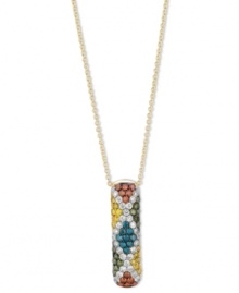 Preppie-chic has never looked so polished! Le Vian's stunning mixberry pendant feature a crisscross pattern of round-cut white diamonds (3/8 ct. t.w.), green diamonds (1/6 ct. t.w.), blue diamonds (1/8 ct. t.w.), and yellow diamonds (1/6 ct. t.w.). Set in 14k gold. Approximate length: 18 inches. Approximate drop: 1 inch. Preppie-chic has never looked so polished! Le Vian's stunning mixberry pendant feature a crisscross pattern of round-cut white diamonds (3/8 ct. t.w.), green diamonds (1/6 ct. t.w.), blue diamonds (1/8 ct. t.w.), and yellow diamonds (1/6 ct. t.w.). Set in 14k gold. Approximate length: 18 inches. Approximate drop: 1 inch.