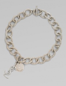 This highly-textured design makes a statement with chunky links and two logo charms. Tin metalLength, about 17¾Toggle closureMade in Italy This highly-textured design makes a statement with chunky links and two logo charms. Tin metalLength, about 17¾Toggle closureMade in Italy