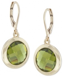 Circle important dates on your event calendar -- these chic drop earrings from Carolee will have you ready to party! With a round-cut plastic stone set at the center. Crafted in 12k gold-plated mixed metal. Approximate drop: 1-1/4 inches. Circle important dates on your event calendar -- these chic drop earrings from Carolee will have you ready to party! With a round-cut plastic stone set at the center. Crafted in 12k gold-plated mixed metal. Approximate drop: 1-1/4 inches.