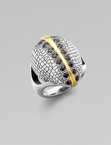 A nature-inspired style in sterling silver, accented with 23k goldplating and sparking black sapphires. Sterling silver Cut-out detail on sides Width, about 1 Imported A nature-inspired style in sterling silver, accented with 23k goldplating and sparking black sapphires. Sterling silver Cut-out detail on sides Width, about 1 Imported