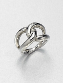 A sleek silvertone style in an elegant twisted design. Ion-plated brassWidth, about .5Imported