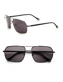 A modern update on a timeless classic, crafted in Italy in lightweight metal design. Available in gunmetal frames with polarized smoke lenses.Metal100% UV ProtectionMade in Italy A modern update on a timeless classic, crafted in Italy in lightweight metal design. Available in gunmetal frames with polarized smoke lenses.Metal100% UV ProtectionMade in Italy