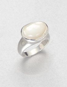From the Scultura Collection. Dazzling diamonds add a touch of sparkle to this luminous mother-of-pearl cabochon set in sleek sterling silver. Mother-of-pearlDiamonds, .7 tcwSterling silverImported From the Scultura Collection. Dazzling diamonds add a touch of sparkle to this luminous mother-of-pearl cabochon set in sleek sterling silver. Mother-of-pearlDiamonds, .7 tcwSterling silverImported