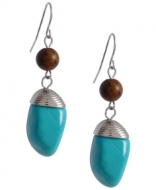 Bohemian bliss. Brown and turquoise acrylic beads create a free-spirited essence on Haskell's breezy drop earrings. Set in rhodium-plated mixed metal on ear wire. Approximate drop: 2 inches.