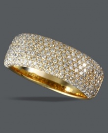 Sparkle by the dozen. EFFY Collection's stunning band ring features pave-set diamonds (1 ct. t.w.) in a luminous 14k gold setting. Approximate width: 5/16 inch. Sparkle by the dozen. EFFY Collection's stunning band ring features pave-set diamonds (1 ct. t.w.) in a luminous 14k gold setting. Approximate width: 5/16 inch.