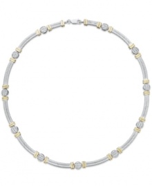 Try a trendy two-tone style. This intricate cable link necklace is crafted in 14k gold and sterling silver for a versatile touch, while sparkling diamond accents add shine. Approximate length: 16 inches. Try a trendy two-tone style. This intricate cable link necklace is crafted in 14k gold and sterling silver for a versatile touch, while sparkling diamond accents add shine. Approximate length: 16 inches.