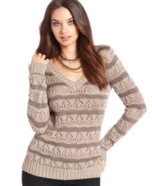 A hint of metallic adds shine to this GUESS striped & textured sweater -- perfect for everyday style!