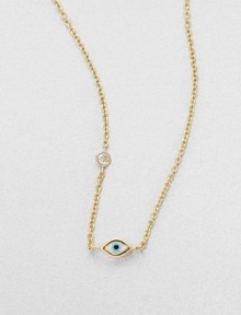 From the Devout Collection. A spiritual style in glossy enamel and 14k gold accented with a diamond detail. 14k goldEnamelDiamond, .016 tcwLength, about 16Pendant size, about .2 Spring ring closureMade in Italy and imported From the Devout Collection. A spiritual style in glossy enamel and 14k gold accented with a diamond detail. 14k goldEnamelDiamond, .016 tcwLength, about 16Pendant size, about .2 Spring ring closureMade in Italy and imported