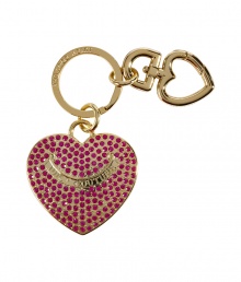 Inject a dose of glamour into every look with Juicy Coutures pave encrusted heart charm key chain, perfect for carrying your keys or clipping onto handbags for a covetable finish - Engraved logo, key ring with heart key clip attached - Perfect for giving as a gift!