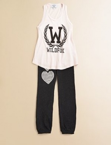 She'll never want to take off this comfy, cozy knit with prep school theme.ScoopneckSleeveless racerbackPullover styleRound hemCottonMachine washImported