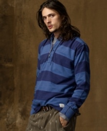 Sleek stripes lend cool nautical inspiration to a hooded long-sleeved knit, designed in ultra-comfortable cotton jersey for a laid-back look that transitions the seasons. Sleek stripes lend cool nautical inspiration to a hooded long-sleeved knit, designed in ultra-comfortable cotton jersey for a laid-back look that transitions the seasons.