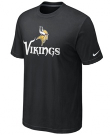 From the pre-game to after-party, show off your Minnesota Vikings pride in this NFL football t-shirt from Nike. From the pre-game to after-party, show off your Minnesota Vikings pride in this NFL football t-shirt from Nike.