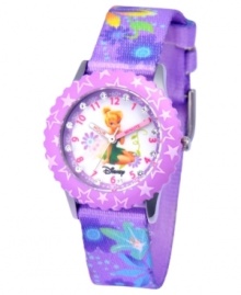 Clap if you believe in fairies! This fun Time Teacher watch from Disney is a helpful time-telling tool. Featuring everyone's favorite pixie, Tinker Bell, the hour and minute hands are clearly labeled for easy reading.