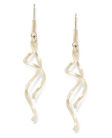 Perfect pirouettes. This glamorous pair of earrings feature double twisting drops in 14k gold with a french wire backing. Approximate drop: 1-7/8 inches. Perfect pirouettes. This glamorous pair of earrings feature double twisting drops in 14k gold with a french wire backing. Approximate drop: 1-7/8 inches.