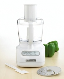 This powerful and hardworking food processor from KitchenAid takes the pain out of food prep. It features a full-size feed tube and multiple blades, including a stainless steel multipurpose blade that blends, chops, minces and emulsifies quickly and easily. Model KFP715. This powerful and hardworking food processor from KitchenAid takes the pain out of food prep. It features a full-size feed tube and multiple blades, including a stainless steel multipurpose blade that blends, chops, minces and emulsifies quickly and easily. Model KFP715.