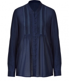 A relaxed silhouette and feminine pleat details make this blouse from Steffen Schraut a new-season must-have - Stand collar, front button placket, bib front with pleating details and puckering, pleat-detailed sleeves, loose fit - Wear with high-waisted flared jeans, a military-inspired trench, and platform booties