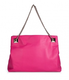Glamorize every look with Valentinos bright pink leather shoulder bag, detailed with oversized rockstuds and a chain-link strap for that impossibly ladylike feel - Embossed logo, removable chain shoulder strap with oversized rockstuds at base, two inside sections, zippered middle sectional pocket, zippered back wall pocket, two front wall slot pockets, protective feet - Carry as a pretty polish to day and evening looks alike Glamorize every look with Valentinos bright pink leather shoulder bag, detailed with oversized rockstuds and a chain-link strap for that impossibly ladylike feel - Embossed logo, removable chain shoulder strap with oversized rockstuds at base, two inside sections, zippered middle sectional pocket, zippered back wall pocket, two front wall slot pockets, protective feet - Carry as a pretty polish to day and evening looks alike