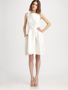 Elegant burnout taffeta, tailored in a full-skirted silhouette and accented with luxe braided trim.Jewel necklineSleevelessBraided waist trimSide slash pocketsConcealed back zipFully linedAbout 22 from natural waistPolyesterDry cleanMade in USAModel shown is 5'9½ (176cm) wearing US size 2. Elegant burnout taffeta, tailored in a full-skirted silhouette and accented with luxe braided trim.Jewel necklineSleevelessBraided waist trimSide slash pocketsConcealed back zipFully linedAbout 22 from natural waistPolyesterDry cleanMade in USAModel shown is 5'9½ (176cm) wearing US size 2.