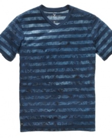 See right through you. Turn up your senses in this striped tee from Marc Ecko Cut & Sew.