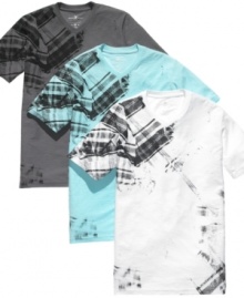 A different take on plaid. These t-shirts from Marc Ecko Cut & Sew are an instant casual style upgrade.