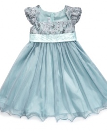This sequin empire waist dress by Bonnie Jean is adorably sophisticated. This sequin empire waist dress by Bonnie Jean is adorably sophisticated.