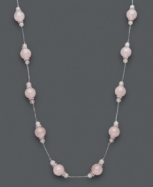 Ladylike loveliness. Show your sweet side with this sophisticated necklace with rose quartz beads (4-10 mm). Set in sterling silver. Approximate length: 18 inches. Ladylike loveliness. Show your sweet side with this sophisticated necklace with rose quartz beads (4-10 mm). Set in sterling silver. Approximate length: 18 inches.