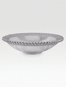 Triple-border bowl in gleaming recycled aluminum maintains the temperature of its contents throughout the meal.Hand-crafted12.5 diam. X 3.5HWipe cleanImported Triple-border bowl in gleaming recycled aluminum maintains the temperature of its contents throughout the meal.Hand-crafted12.5 diam. X 3.5HWipe cleanImported