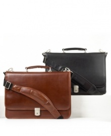 This sleek classic case is always a smart choice when it comes to good business. Constructed of supple Napa leather, this brief features a spacious double compartment divided by a secured zipper. The rear compartment is built to protect laptops up to 17 in size with high-density foam padding. The indispensable organizer section helps transport your PDA, cell phone, pens, business cards and more. Limited lifetime warranty. This sleek classic case is always a smart choice when it comes to good business. Constructed of supple Napa leather, this brief features a spacious double compartment divided by a secured zipper. The rear compartment is built to protect laptops up to 17 in size with high-density foam padding. The indispensable organizer section helps transport your PDA, cell phone, pens, business cards and more. Limited lifetime warranty.