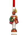 Commander in cheer. Outfitted in grand, sparkling style, this handcrafted Grand Guard Gem ornament hails from Christopher Radko and features brilliant glass trimmed in dazzling glitter.