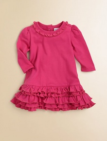 An adorable dress is accented with tiers of ruffles for a girly look.CrewneckLong sleevesBack buttonsRuffled hemCottonMachine washImported Please note: Number of buttons may vary depending on size ordered. An adorable dress is accented with tiers of ruffles for a girly look.CrewneckLong sleevesBack buttonsRuffled hemCottonMachine washImported Please note: Number of buttons may vary depending on size ordered.