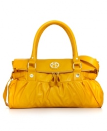 The perfect marriage of uptown elegance with downtown edge, this diva-worthy design from Marc Fisher goes anywhere with ease. Outfitted in golden signature hardware, flirty ruched detailing and zipper accent, it's the go-to accessory of the season. The perfect marriage of uptown elegance with downtown edge, this diva-worthy design from Marc Fisher goes anywhere with ease. Outfitted in golden signature hardware, flirty ruched detailing and zipper accent, it's the go-to accessory of the season.