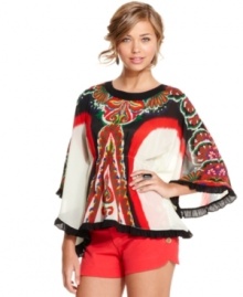 Global style is in full effect on this printed caftan from Rampage! For a look that boasts all the more color, team the top with a pair of bright shorts! Global style is in full effect on this printed caftan from Rampage! For a look that boasts all the more color, team the top with a pair of bright shorts!