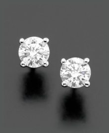 Add a pop of sparkle to any look with these timeless treasures. Stud earrings feature certified, near colorless, round-cut diamonds (1 ct. t.w.) set in polished 14k white gold. Approximate diameter: 5-2/10 mm. Add a pop of sparkle to any look with these timeless treasures. Stud earrings feature certified, near colorless, round-cut diamonds (1 ct. t.w.) set in polished 14k white gold. Approximate diameter: 5-2/10 mm.