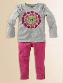 She'll love the swirl of flower petals appliquéd on the front of this fun design.CrewneckSelf ruffles trim the shouldersPull-on styleColorful petal appliqués on the frontCottonMachine washImported She'll love the swirl of flower petals appliquéd on the front of this fun design.CrewneckSelf ruffles trim the shouldersPull-on styleColorful petal appliqués on the frontCottonMachine washImported