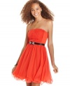 An adorable bow and charming pleats add to a girlish a-line silhouette, making this City Triangles dress truly special!