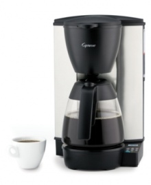 A connoisseur's coffee maker, this Capresso delivers a fresh, bold brew that rivals any café in town. You'll wake up every morning to a steaming pot of joe, brewed just for you thanks to a 24-hour programmable timer. Don't want to wake up? A nonstick warming plate delivers coffee that's always hot! 1-year limited warranty. Model MG600. A connoisseur's coffee maker, this Capresso delivers a fresh, bold brew that rivals any café in town. You'll wake up every morning to a steaming pot of joe, brewed just for you thanks to a 24-hour programmable timer. Don't want to wake up? A nonstick warming plate delivers coffee that's always hot! 1-year limited warranty. Model MG600.