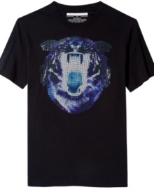 A lot wild and a little scary: Sean John T-shirt with a multicolor graphic of an open-mouthed tiger. A lot wild and a little scary: Sean John T-shirt with a multicolor graphic of an open-mouthed tiger.